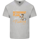 Retirement Plan Fishing Funny Fisherman Mens V-Neck Cotton T-Shirt Sports Grey