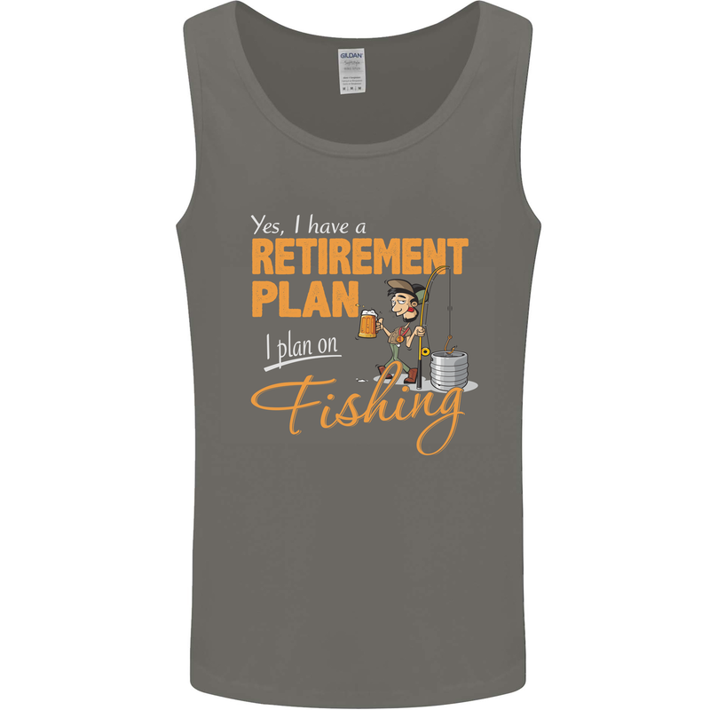 Retirement Plan Fishing Funny Fisherman Mens Vest Tank Top Charcoal