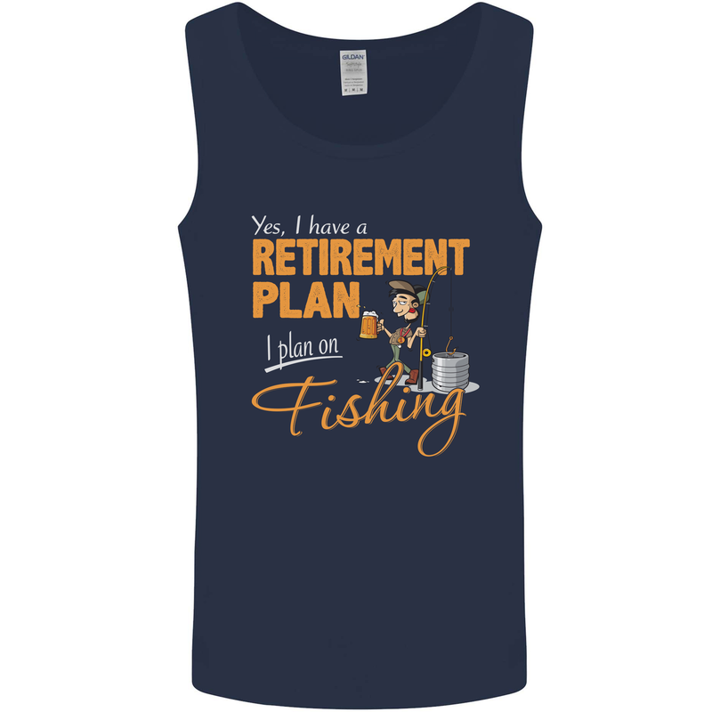 Retirement Plan Fishing Funny Fisherman Mens Vest Tank Top Navy Blue
