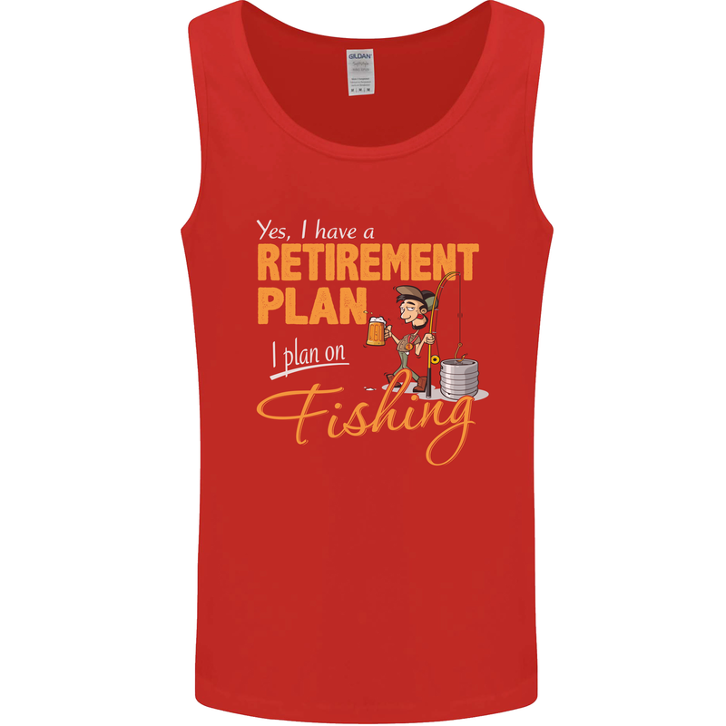 Retirement Plan Fishing Funny Fisherman Mens Vest Tank Top Red