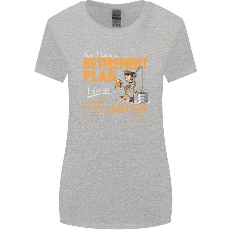 Retirement Plan Fishing Funny Fisherman Womens Wider Cut T-Shirt Sports Grey