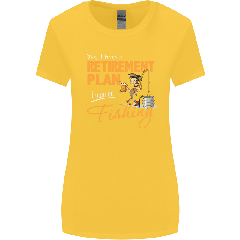 Retirement Plan Fishing Funny Fisherman Womens Wider Cut T-Shirt Yellow