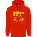 Retirement Plan I Plan on Fishing Fisherman Mens 80% Cotton Hoodie Bright Red