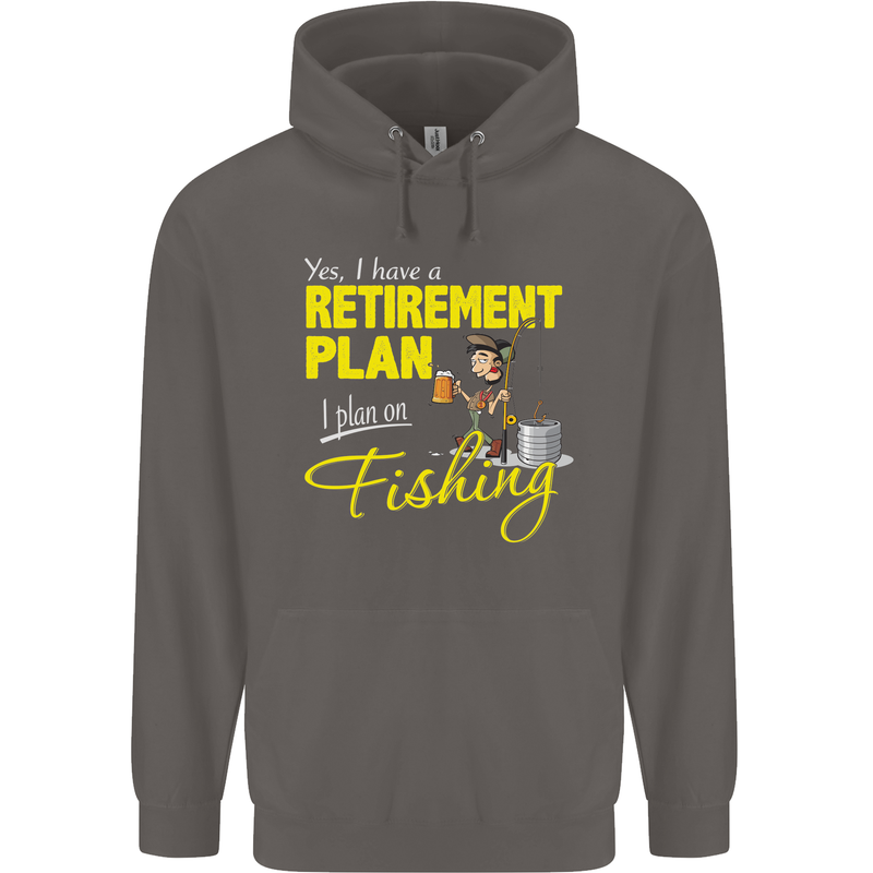 Retirement Plan I Plan on Fishing Fisherman Mens 80% Cotton Hoodie Charcoal