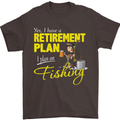 Retirement Plan I Plan on Fishing Fisherman Mens T-Shirt Cotton Gildan Dark Chocolate