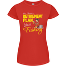 Retirement Plan I Plan on Fishing Fisherman Womens Petite Cut T-Shirt Red