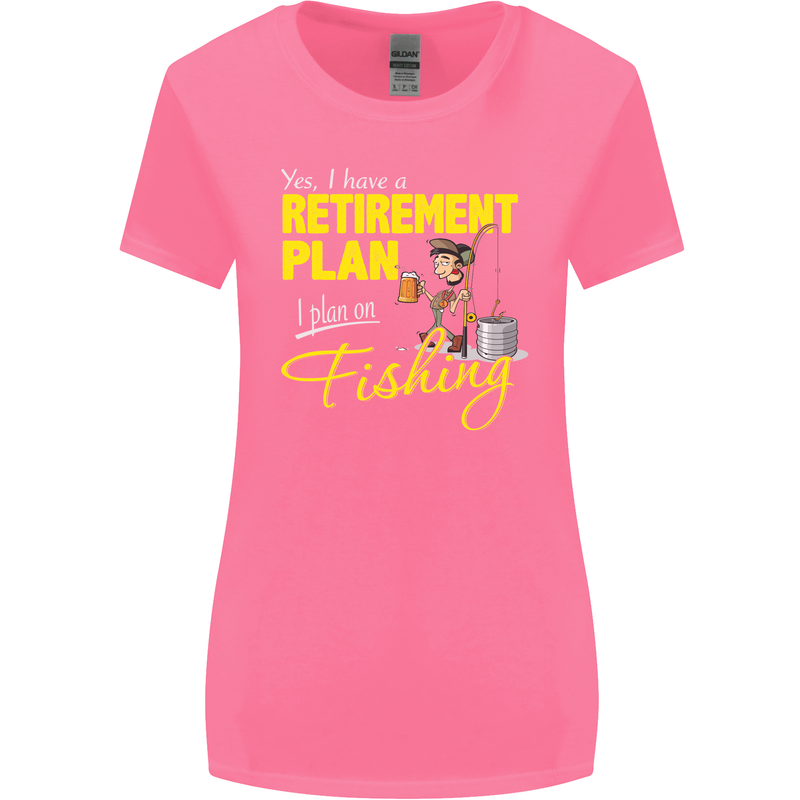 Retirement Plan I Plan on Fishing Fisherman Womens Wider Cut T-Shirt Azalea