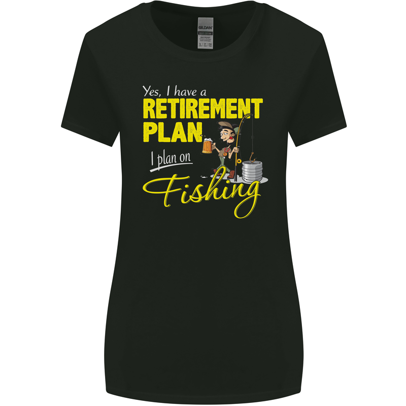 Retirement Plan I Plan on Fishing Fisherman Womens Wider Cut T-Shirt Black