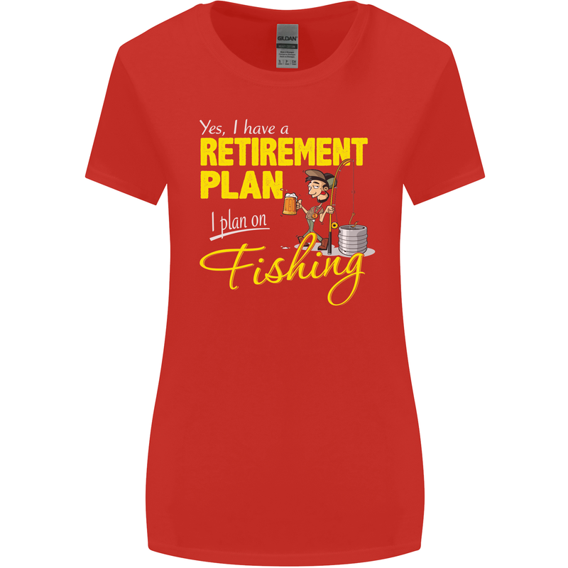 Retirement Plan I Plan on Fishing Fisherman Womens Wider Cut T-Shirt Red