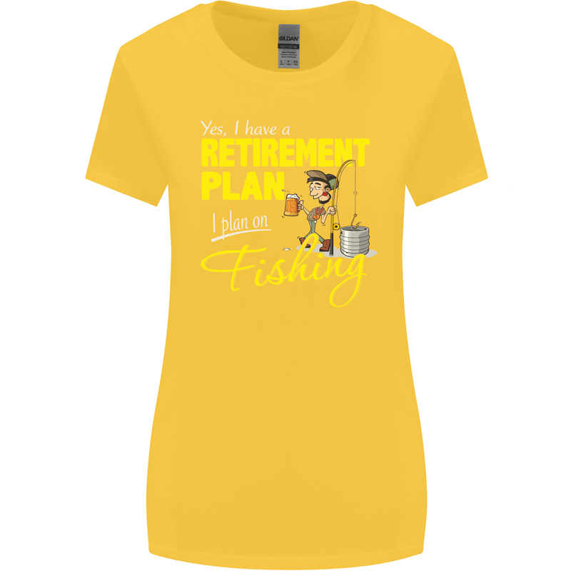 Retirement Plan I Plan on Fishing Fisherman Womens Wider Cut T-Shirt Yellow