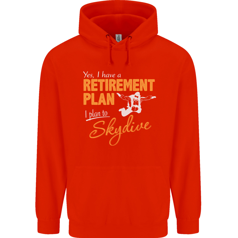 Retirement Plan I Plan to Skydive Skydiving Mens 80% Cotton Hoodie Bright Red