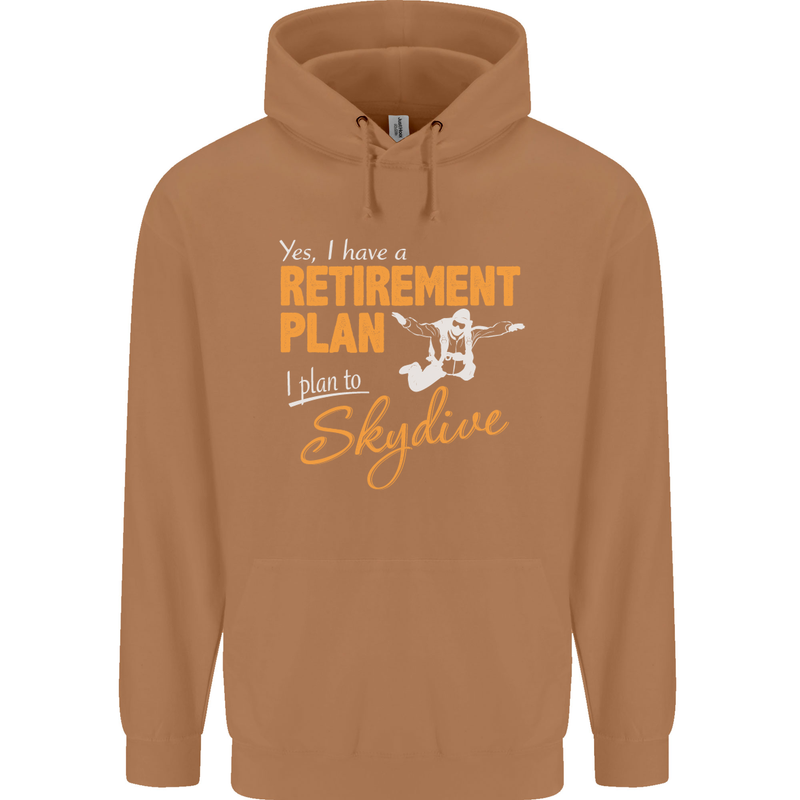 Retirement Plan I Plan to Skydive Skydiving Mens 80% Cotton Hoodie Caramel Latte