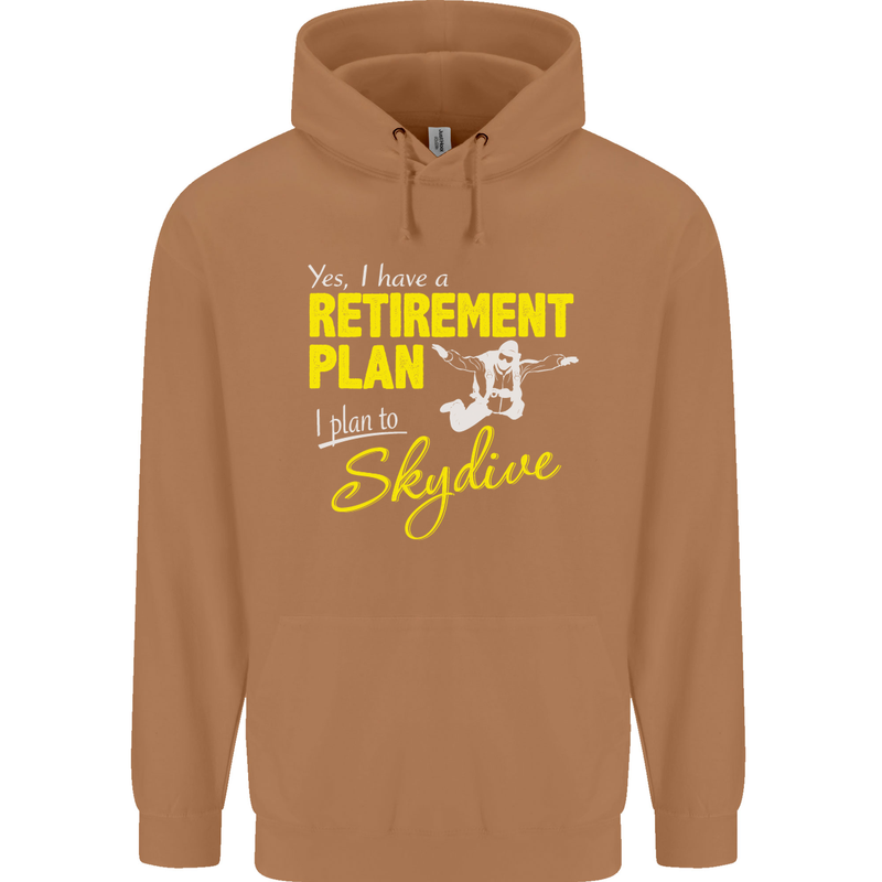 Retirement Plan I Plan to Skydive Skydiving Mens 80% Cotton Hoodie Caramel Latte