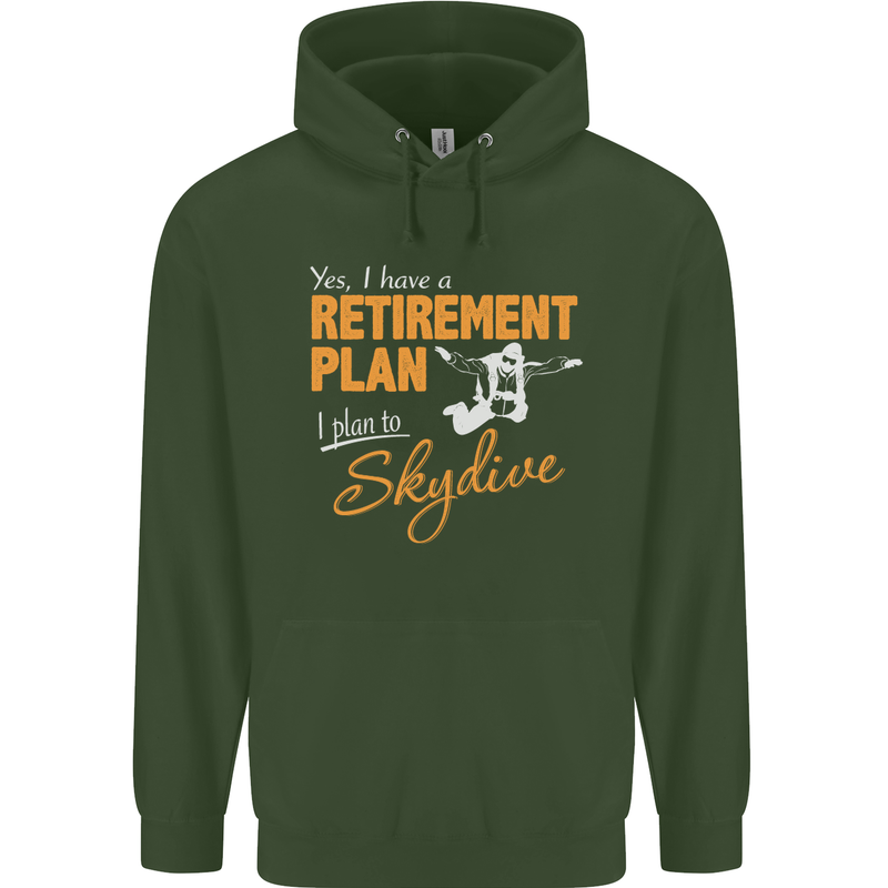 Retirement Plan I Plan to Skydive Skydiving Mens 80% Cotton Hoodie Forest Green