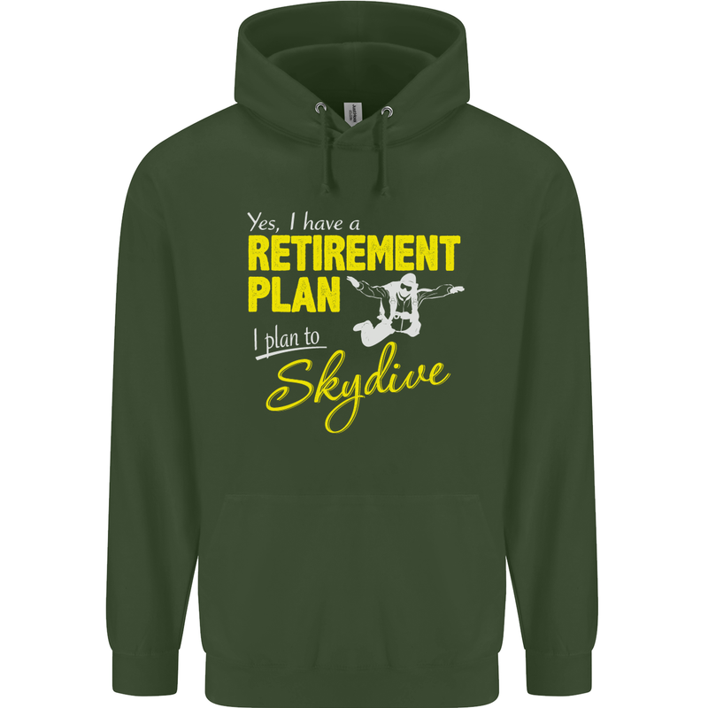 Retirement Plan I Plan to Skydive Skydiving Mens 80% Cotton Hoodie Forest Green