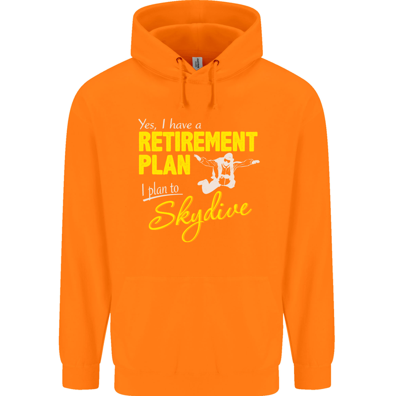 Retirement Plan I Plan to Skydive Skydiving Mens 80% Cotton Hoodie Orange