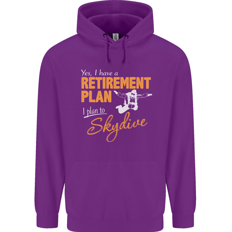 Retirement Plan I Plan to Skydive Skydiving Mens 80% Cotton Hoodie Purple