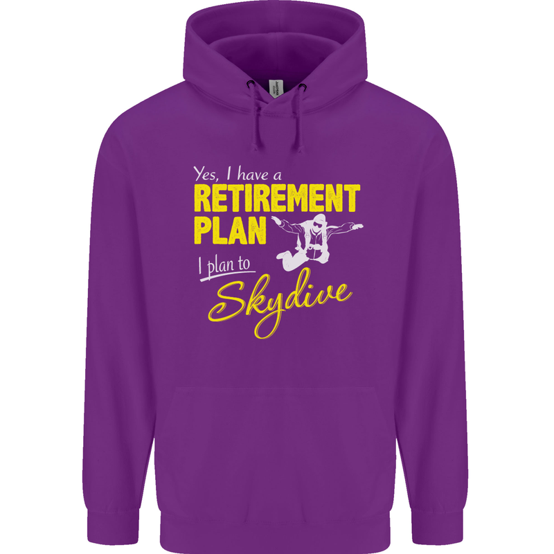 Retirement Plan I Plan to Skydive Skydiving Mens 80% Cotton Hoodie Purple