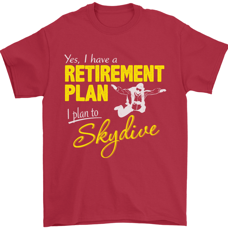 Retirement Plan I Plan to Skydive Skydiving Mens T-Shirt Cotton Gildan Red