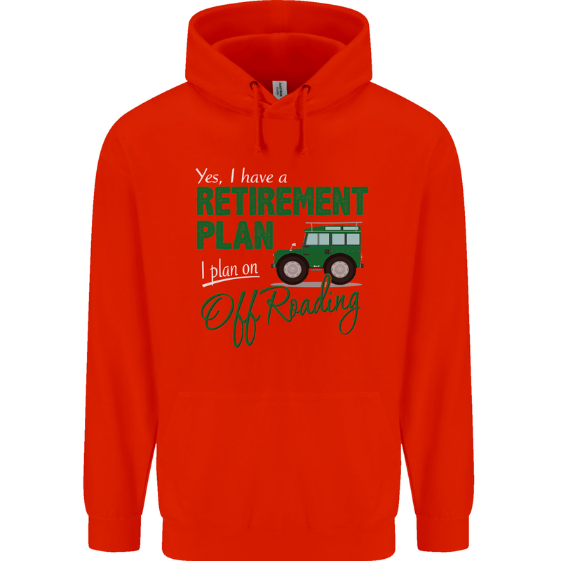 Retirement Plan Off Roading 4X4 Road Funny Mens 80% Cotton Hoodie Bright Red