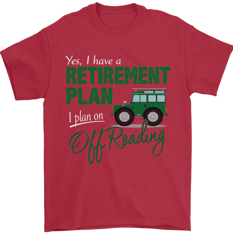 Retirement Plan Off Roading 4X4 Road Funny Mens T-Shirt Cotton Gildan Red