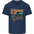 Retirement Plan Off Roading 4X4 Road Funny Mens V-Neck Cotton T-Shirt Navy Blue