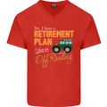 Retirement Plan Off Roading 4X4 Road Funny Mens V-Neck Cotton T-Shirt Red