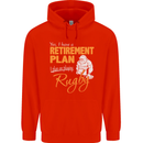 Retirement Plan Playing Rugby Player Funny Mens 80% Cotton Hoodie Bright Red