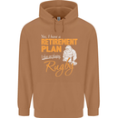 Retirement Plan Playing Rugby Player Funny Mens 80% Cotton Hoodie Caramel Latte