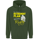 Retirement Plan Playing Rugby Player Funny Mens 80% Cotton Hoodie Forest Green