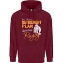 Retirement Plan Playing Rugby Player Funny Mens 80% Cotton Hoodie Maroon