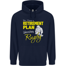 Retirement Plan Playing Rugby Player Funny Mens 80% Cotton Hoodie Navy Blue