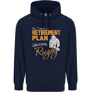Retirement Plan Playing Rugby Player Funny Mens 80% Cotton Hoodie Navy Blue
