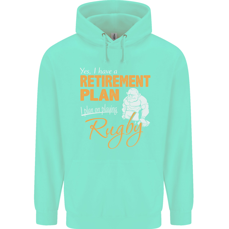 Retirement Plan Playing Rugby Player Funny Mens 80% Cotton Hoodie Peppermint