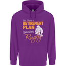 Retirement Plan Playing Rugby Player Funny Mens 80% Cotton Hoodie Purple