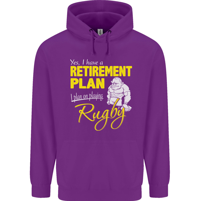 Retirement Plan Playing Rugby Player Funny Mens 80% Cotton Hoodie Purple