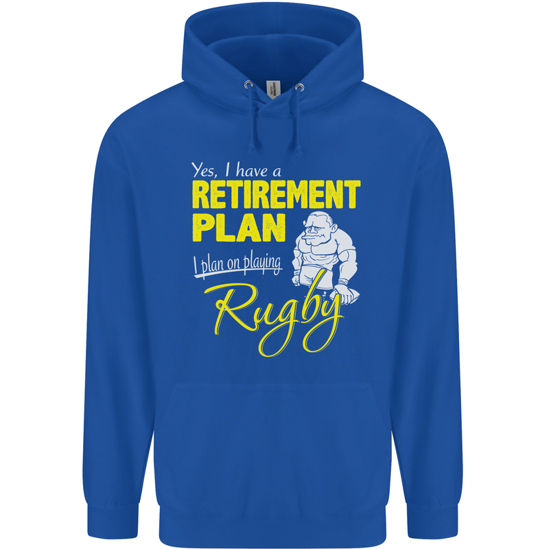 Retirement Plan Playing Rugby Player Funny Mens 80% Cotton Hoodie Royal Blue
