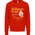Retirement Plan Playing Rugby Player Funny Mens Sweatshirt Jumper Bright Red