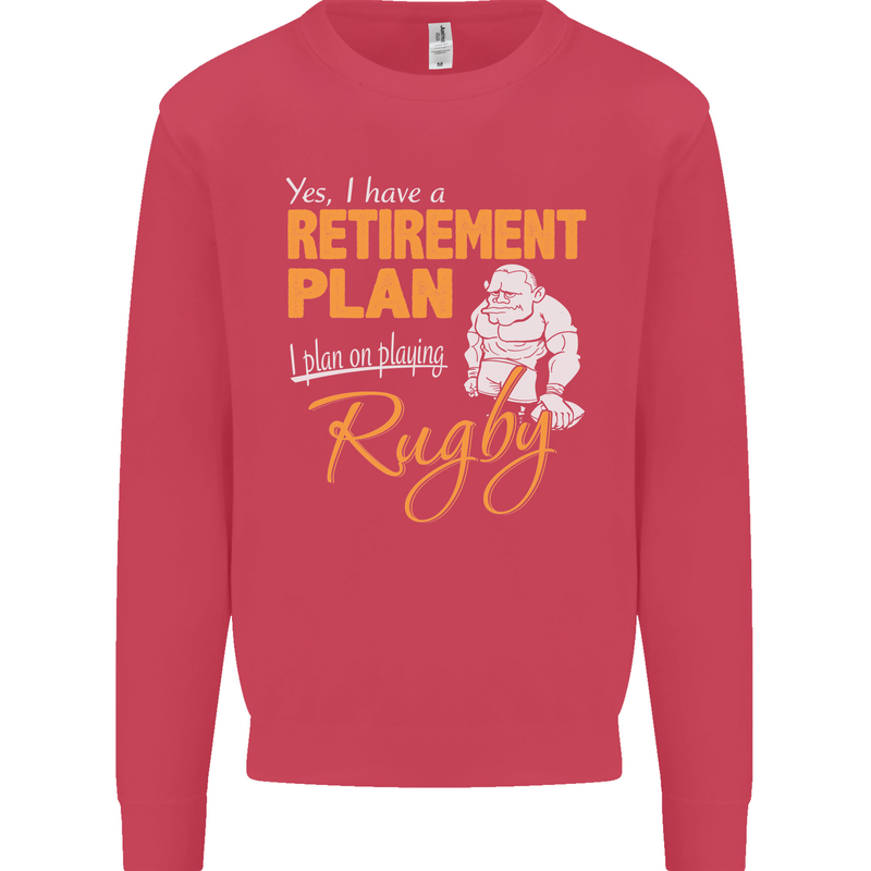 Retirement Plan Playing Rugby Player Funny Mens Sweatshirt Jumper Heliconia