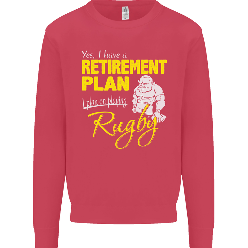 Retirement Plan Playing Rugby Player Funny Mens Sweatshirt Jumper Heliconia