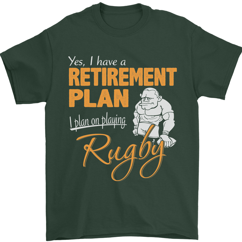 Retirement Plan Playing Rugby Player Funny Mens T-Shirt Cotton Gildan Forest Green