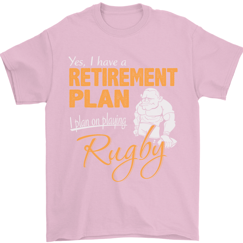 Retirement Plan Playing Rugby Player Funny Mens T-Shirt Cotton Gildan Light Pink