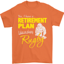 Retirement Plan Playing Rugby Player Funny Mens T-Shirt Cotton Gildan Orange