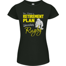 Retirement Plan Playing Rugby Player Funny Womens Petite Cut T-Shirt Black