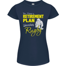 Retirement Plan Playing Rugby Player Funny Womens Petite Cut T-Shirt Navy Blue