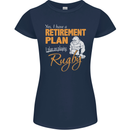 Retirement Plan Playing Rugby Player Funny Womens Petite Cut T-Shirt Navy Blue