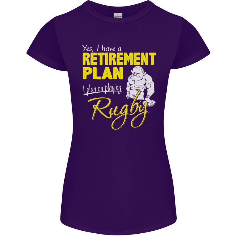 Retirement Plan Playing Rugby Player Funny Womens Petite Cut T-Shirt Purple