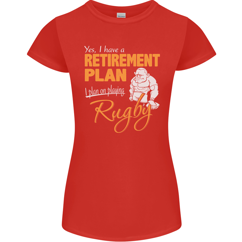 Retirement Plan Playing Rugby Player Funny Womens Petite Cut T-Shirt Red