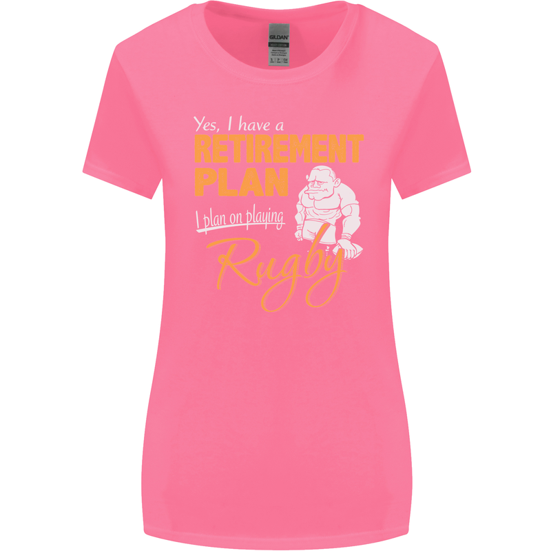 Retirement Plan Playing Rugby Player Funny Womens Wider Cut T-Shirt Azalea