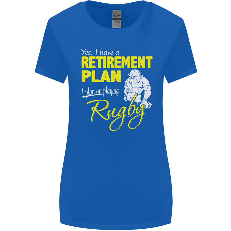 Retirement Plan Playing Rugby Player Funny Womens Wider Cut T-Shirt Royal Blue